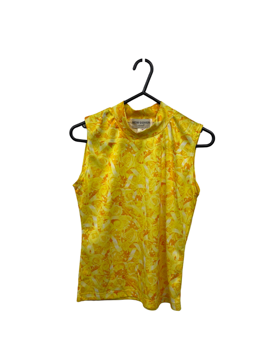 Vintage Yellow Roses Sleeveless Top