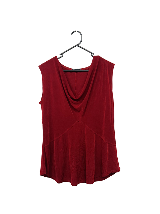 00's Red Sleeveless Cowlneck Top