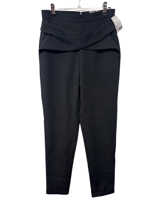 Black Tapered Cross Waist Tailored Pants