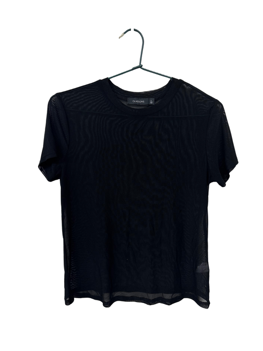 Black Short Sleeve Mesh Top