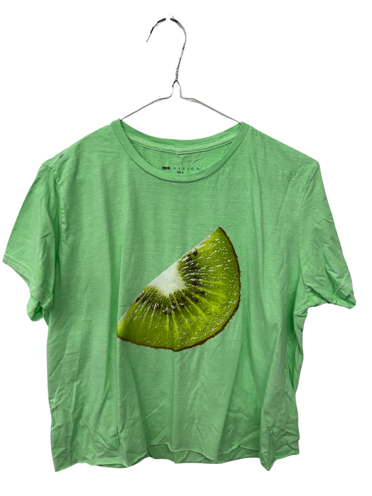 Lime Green Cropped T Shirt with Kiwi Logo