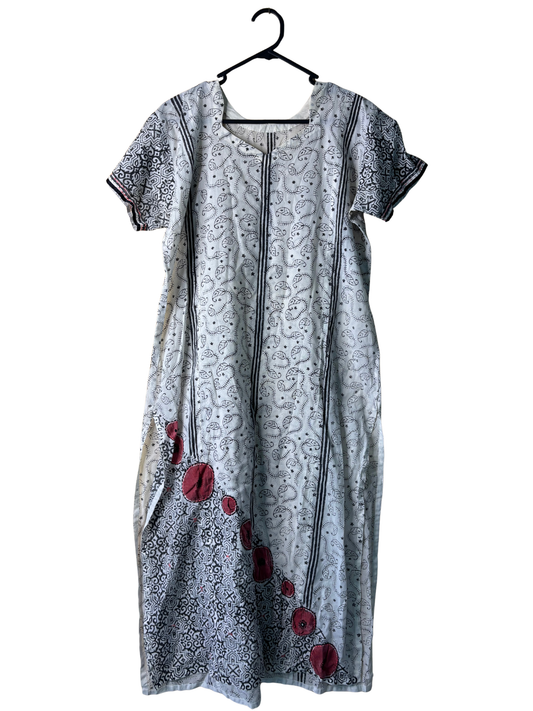 White, Black & Red Caftan/Kurti Top/Dress