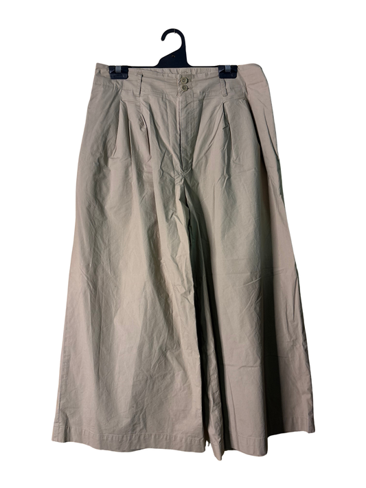 Beige Wide Leg 3/4 Highwaisted Pants
