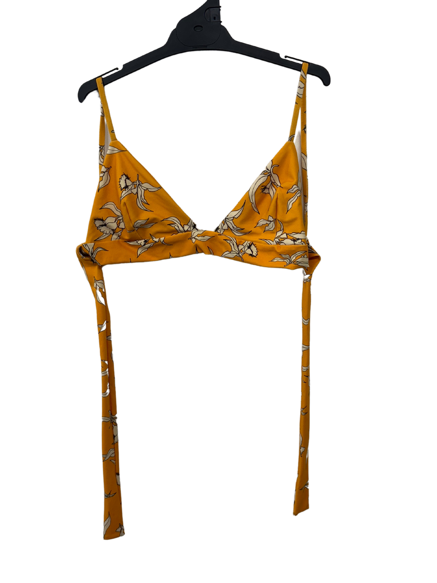 Yellow & Cream Australian Botanical Print Bikini Tie Back Top