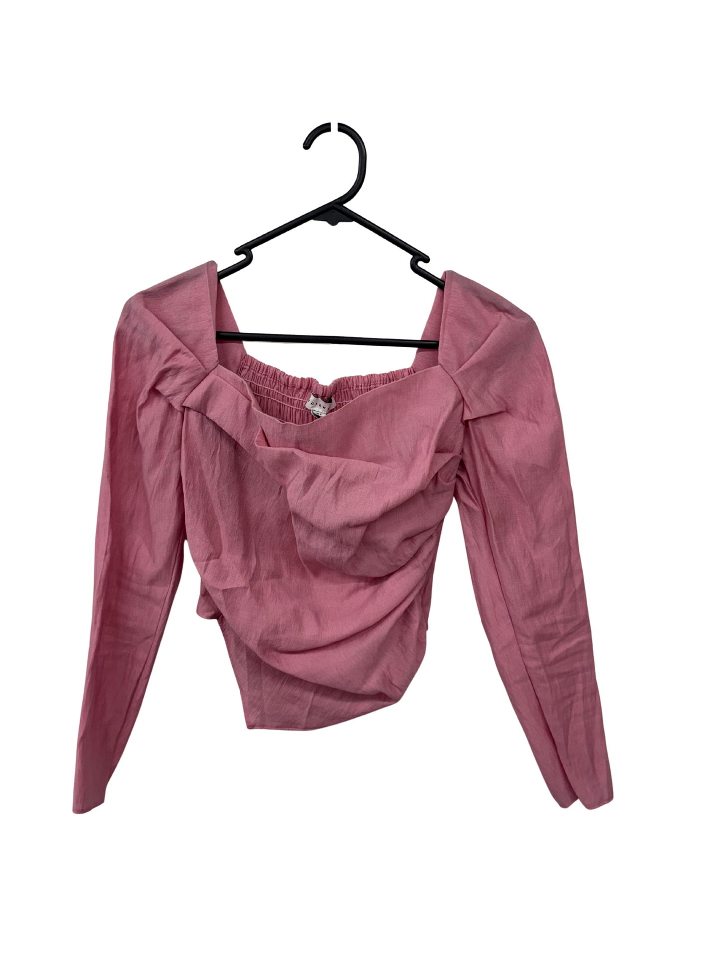Pink Long Sleeve Gathered Top