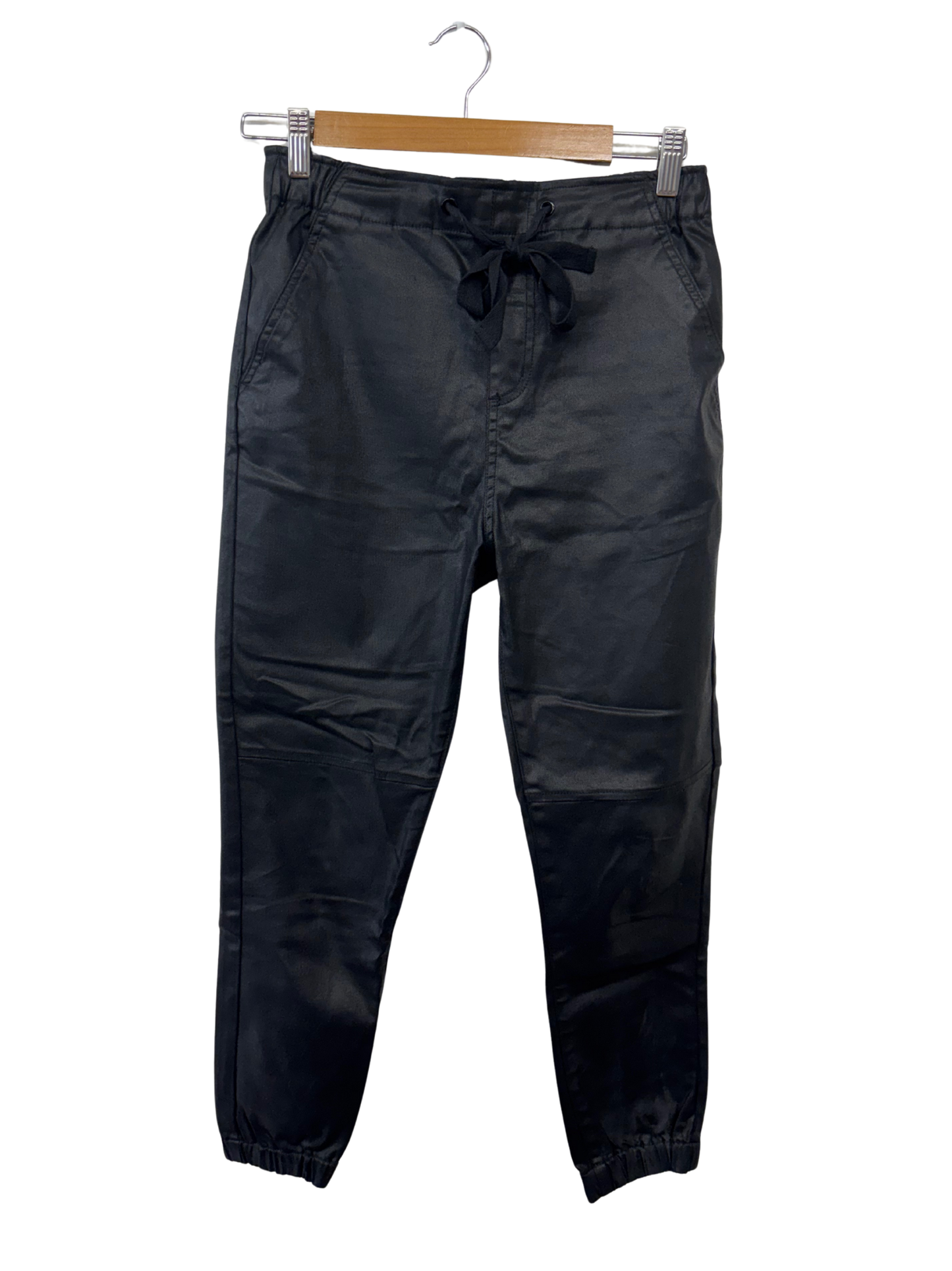 Black High Waisted Tapered Pants with Elastic Ankles