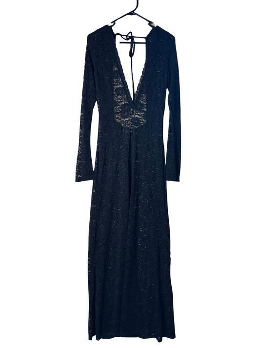 Black Lace Long Sleeve Maxi Dress
