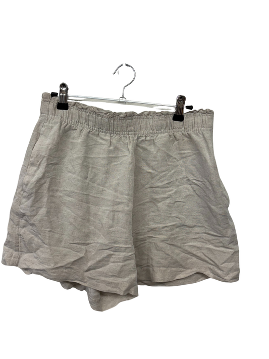 Cream Elastic Waist Shorts