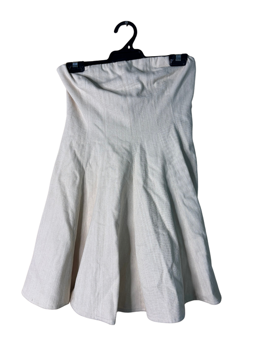 Cream Denim Strapless Short Dress