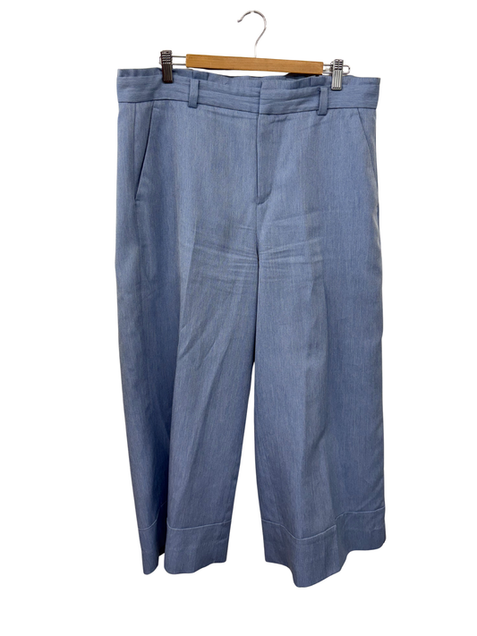 Blue High Waisted Wide Leg Tailored Pants