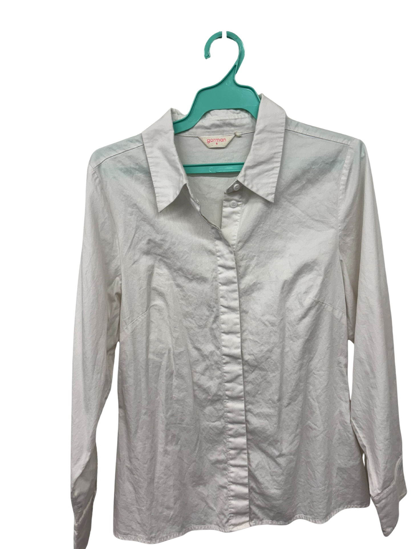 White Long Sleeve Button Up Shirt with Cinched Back