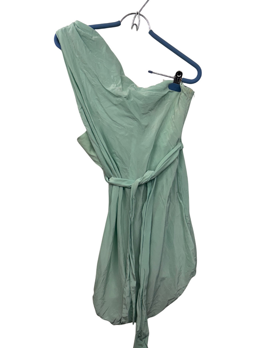 Turquoise One Shoulder Draped Short Dress