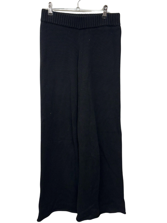 Black Wide Leg Elastic Waist Knit Pants