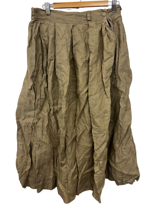 Vintage Taupe/Beige Pleated Midi Skirt