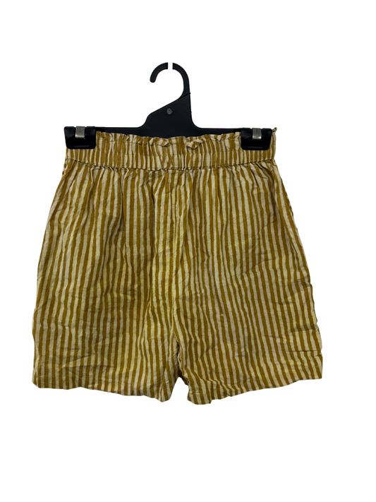 Cream & Golden Yellow Striped Elastic Waist Shorts