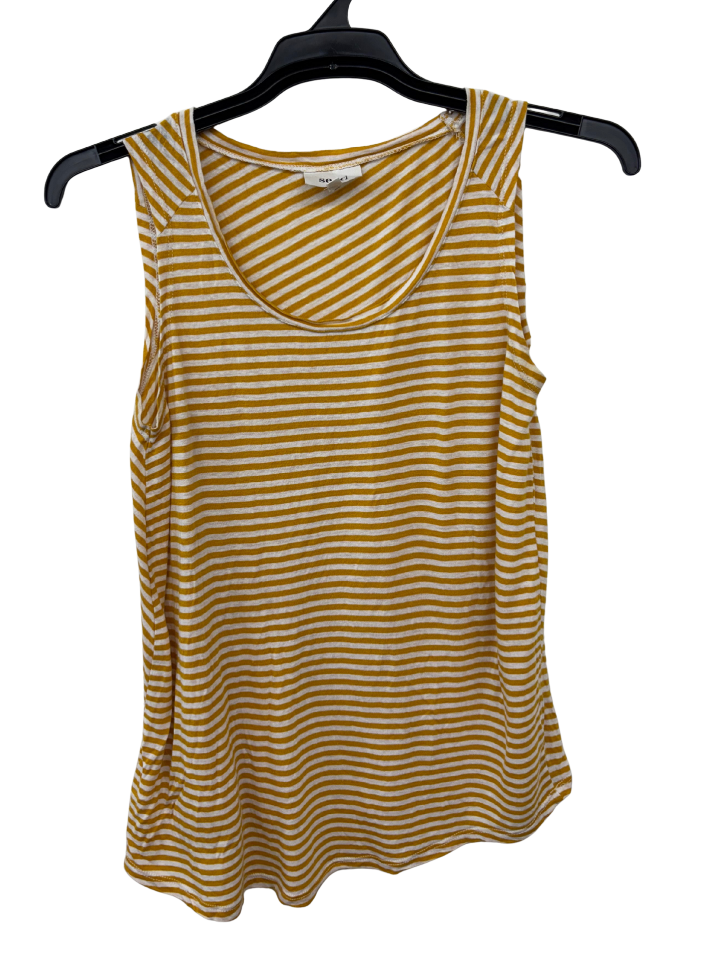 Yellow & White Striped Sleeveless Top