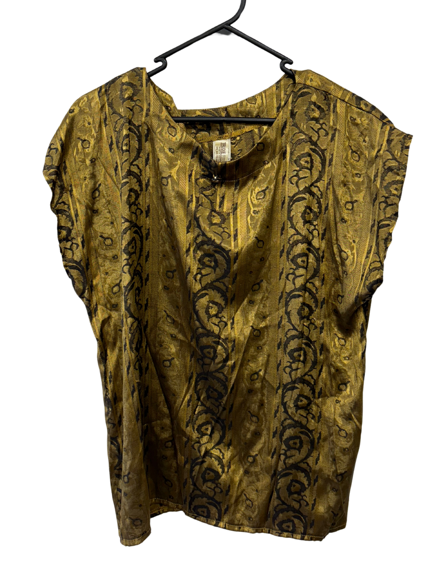 Vintage Gold & Black Print Top