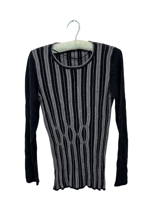 Black & Grey Pattern Long Sleeve Knit Jumper