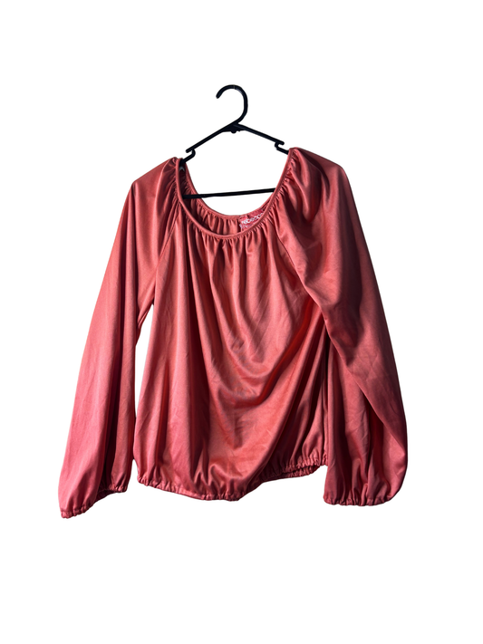 Vintage Coral Red Long Sleeve Top