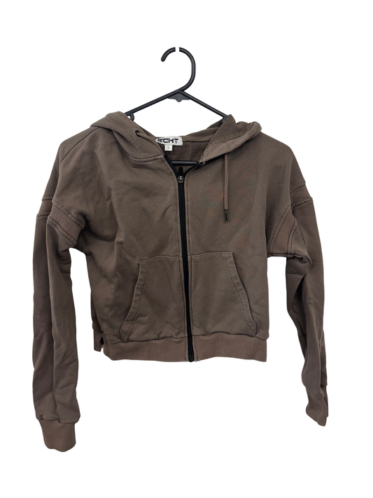 Taupe/Light Brown Crop Zipup Hoodie
