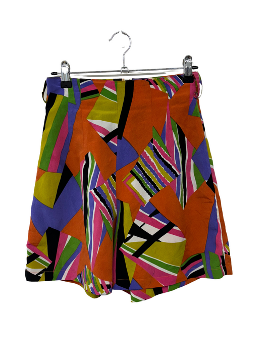 Multicolour Abstract Shape Print Highwaisted Shorts