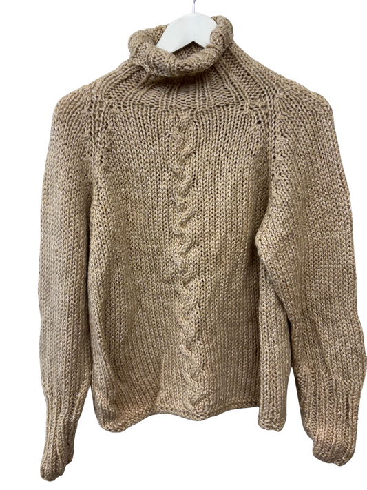 Beige Turtle Neck Knit Jumper