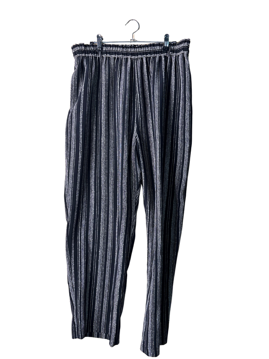 Black & Cream Tapered Elastic Waist Pants