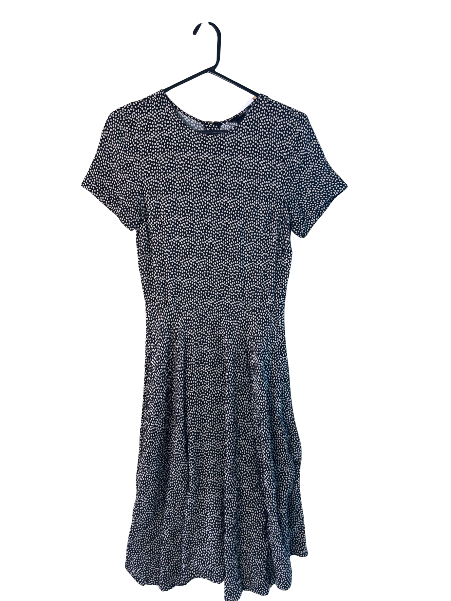 Black/Cream Dotted Short Sleeve Maxi Dress