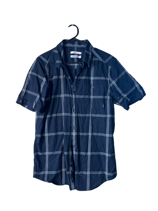 Black & White Check Short Sleeve Button Up Shirt