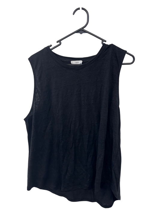 Black Woven Singlet Top