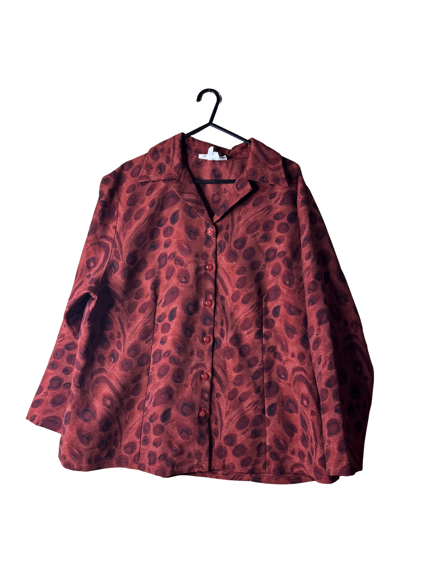 Vintage Red Long Sleeve Leopard-Style Print Evening Jacket