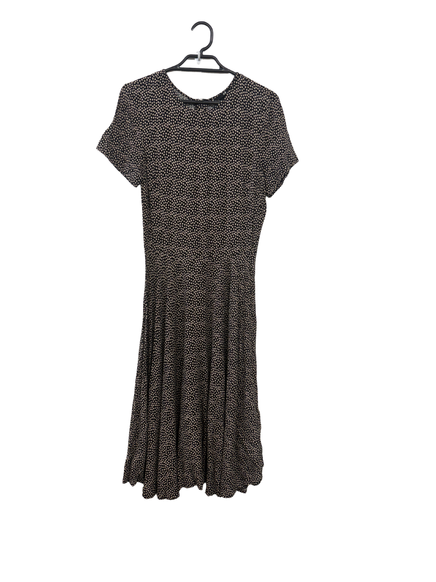 Black/Cream Dotted Short Sleeve Maxi Dress