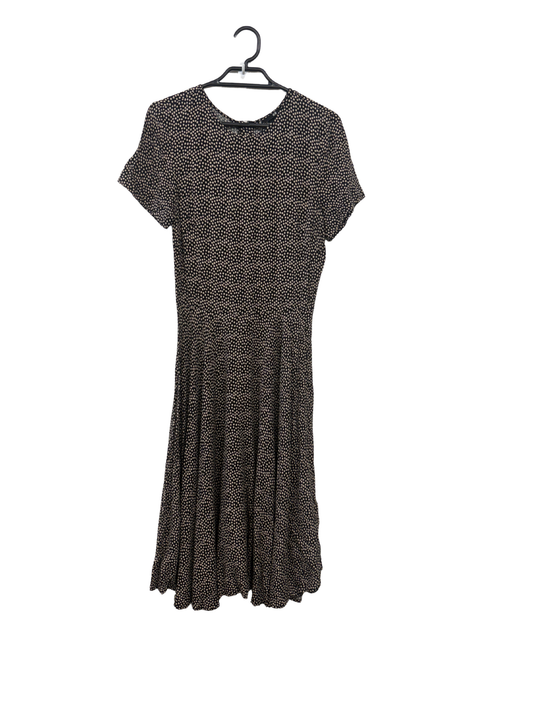 Black/Cream Dotted Short Sleeve Maxi Dress