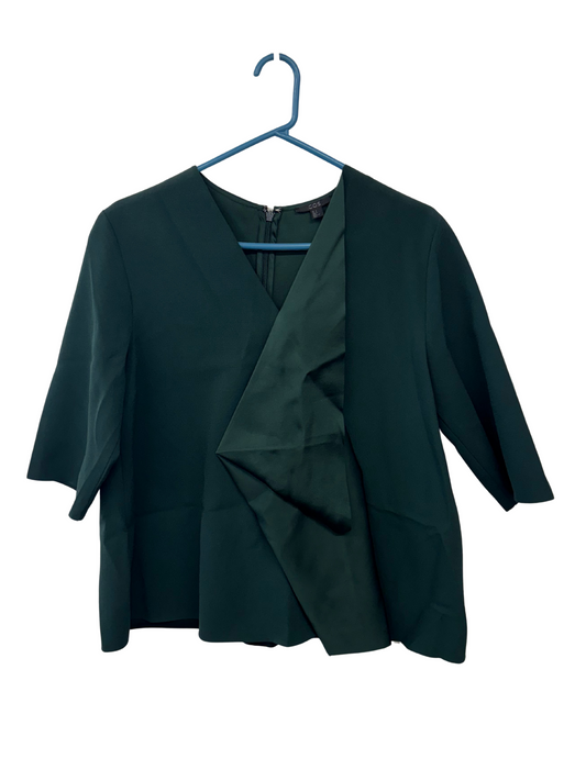Dark Green Short Sleeve Asymmetrical Top