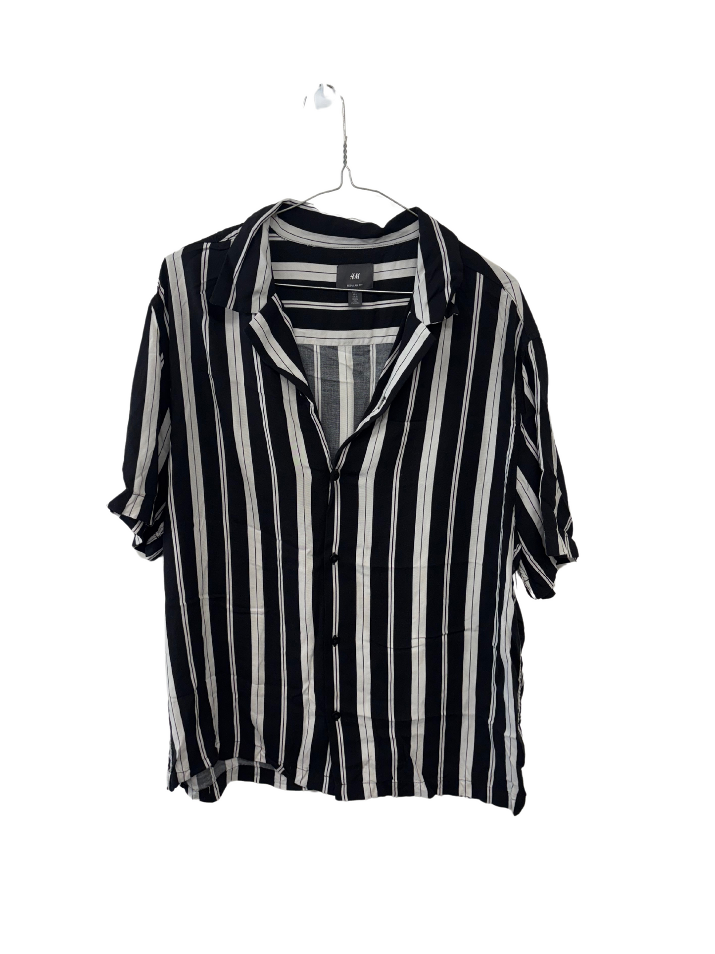 Black & White Short Sleeve Button Up Shirt