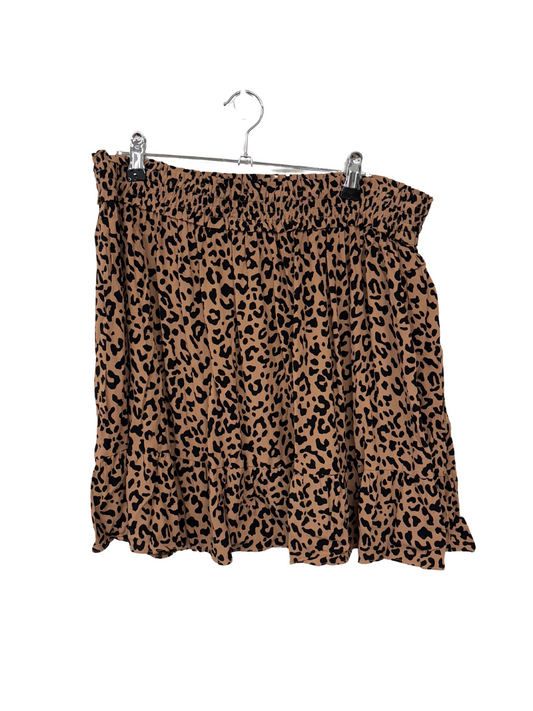 Light Brown & Black Cheetah Print Tiered Short Skirt