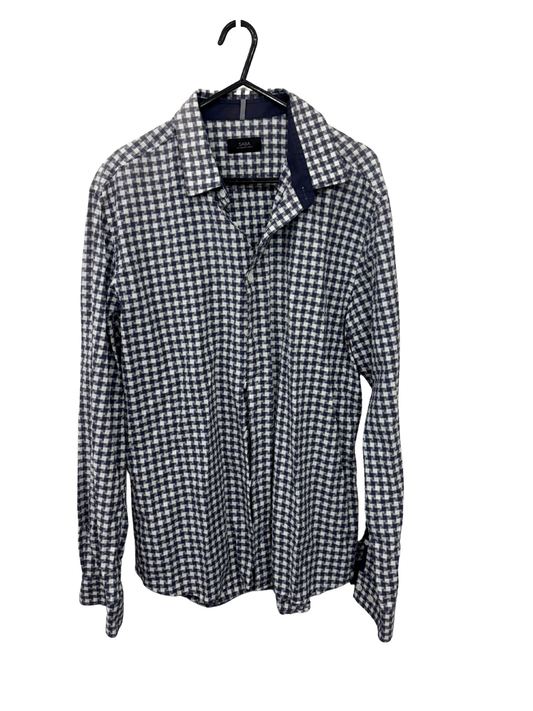 Blue & White Check Long Sleeve Button Up Shirt