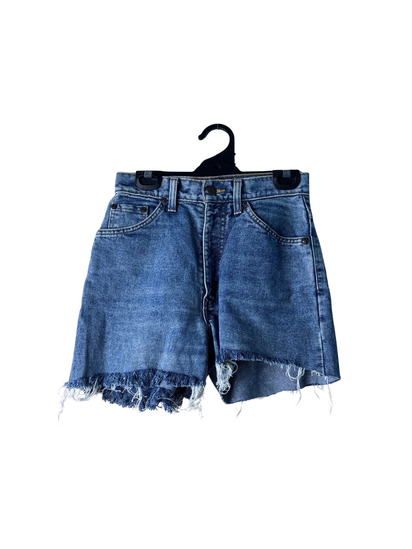 Vintage Blue Highwaisted Raw Hem Denim Shorts