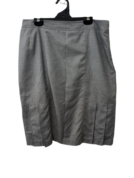 Vintage Light Grey Midi Skirt with Pleats
