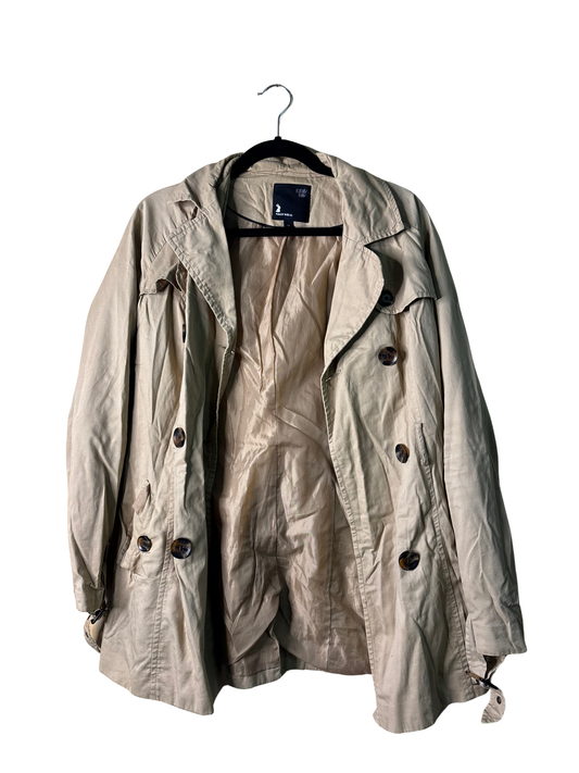 Beige Short Trench-Style Jacket