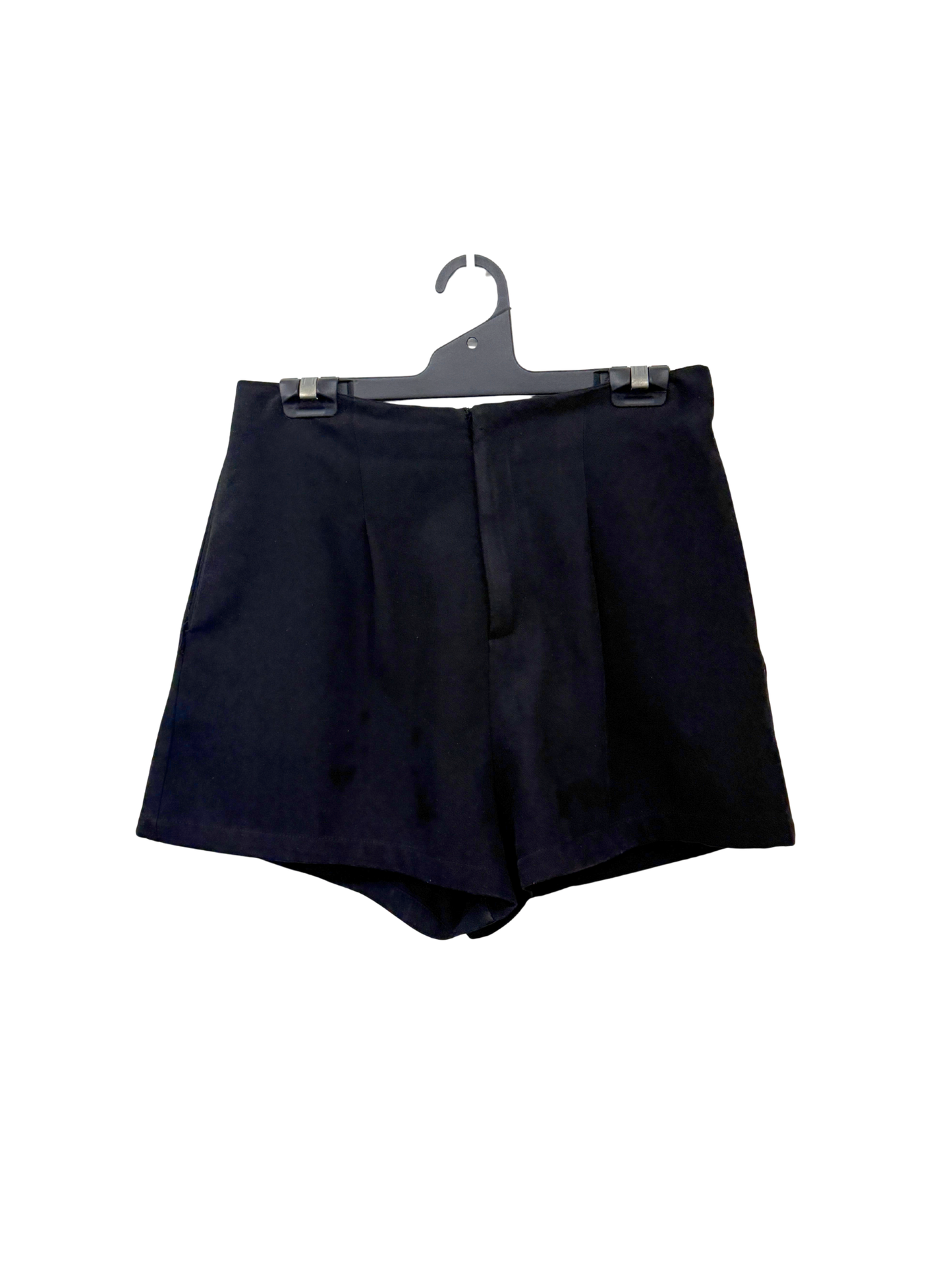 Black High Rise Pleated Shorts
