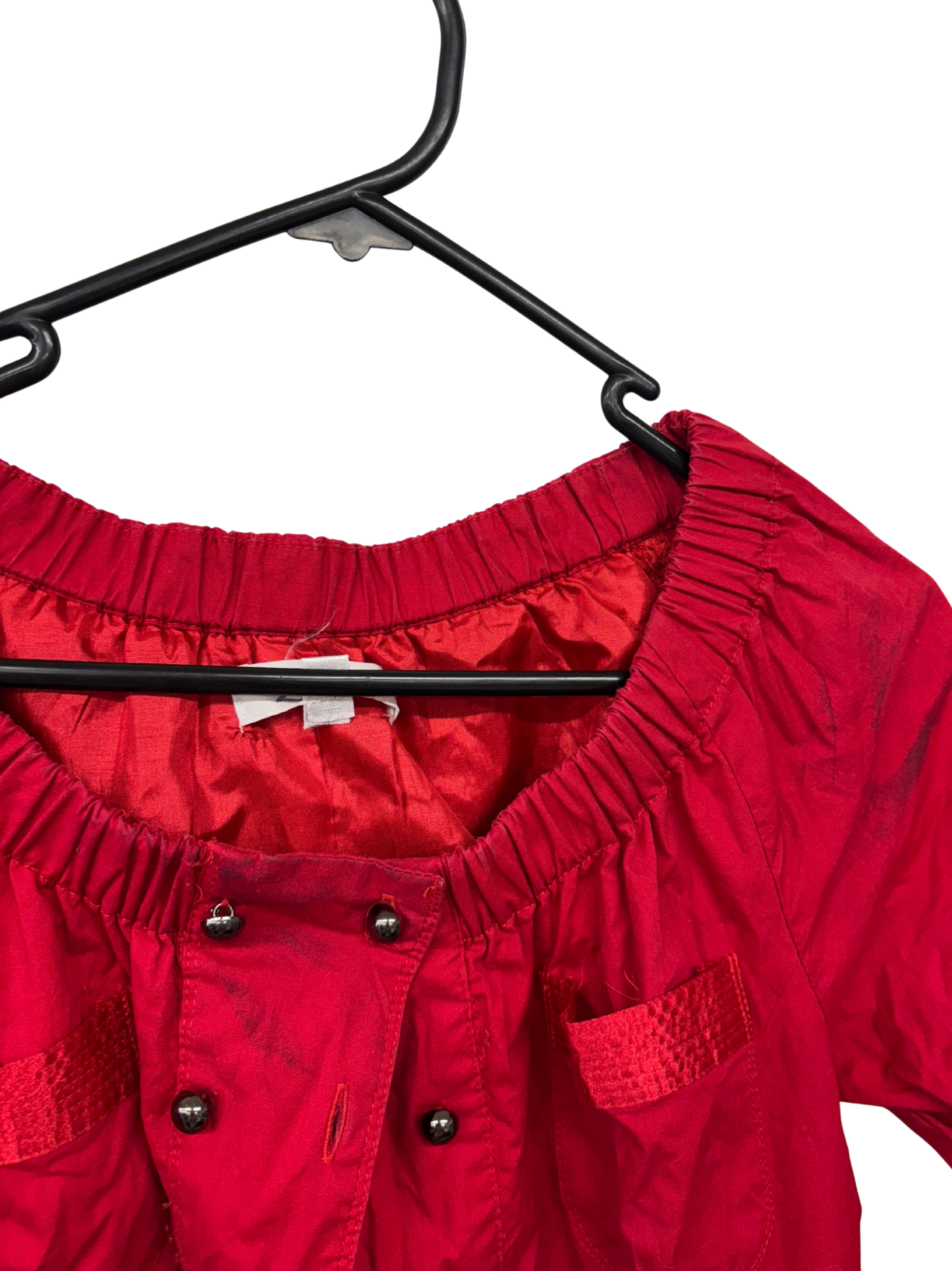 Red Half Sleeve Boat Neck Knee Length Jacket/Dress