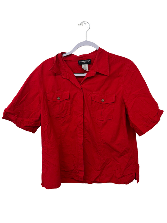Vintage Red Short Sleeve Button Up Shirt