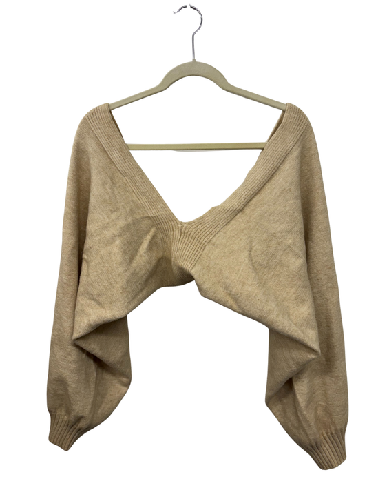Beige Knit Long Sleeve Bolero