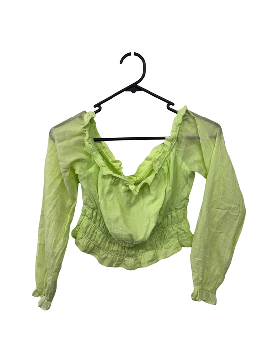 Light Green Long Sleeve Strapless Crop Top