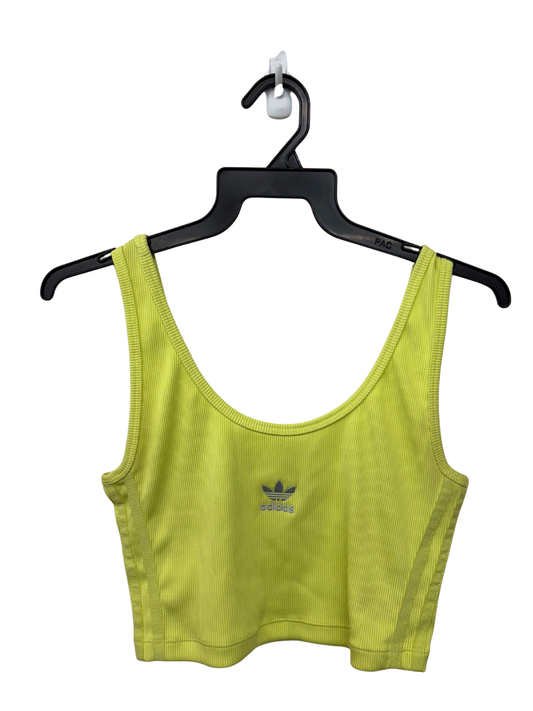 Yellow Ribbed Thin Strap Cropped Top