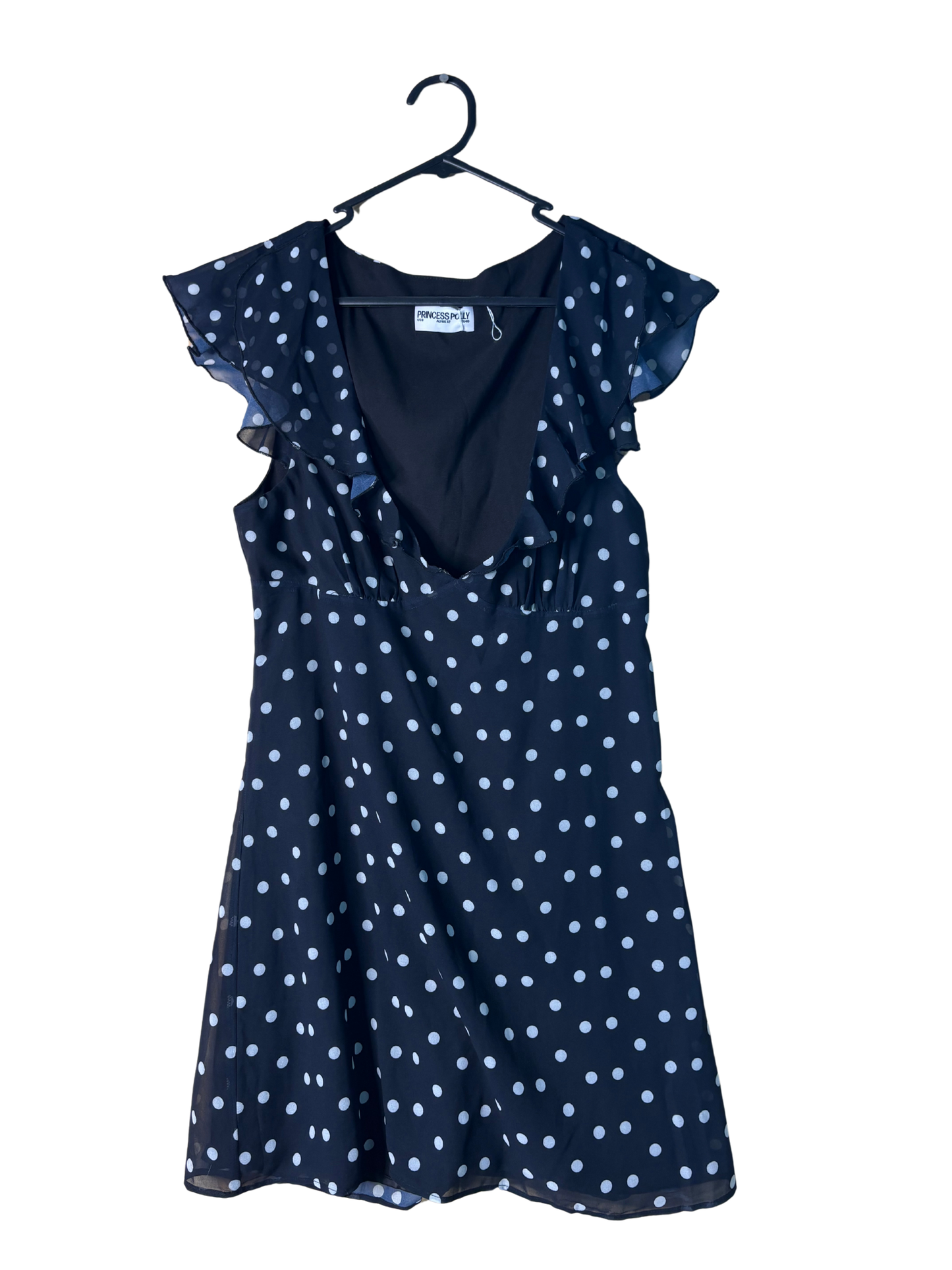 Black & White Dot Cap Sleeve Short Dress