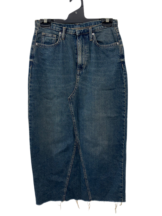 Blue Mid Rise Maxi Denim Skirt