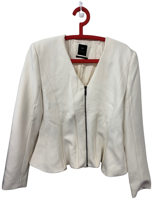 White Long Sleeve Zip Up Jacket