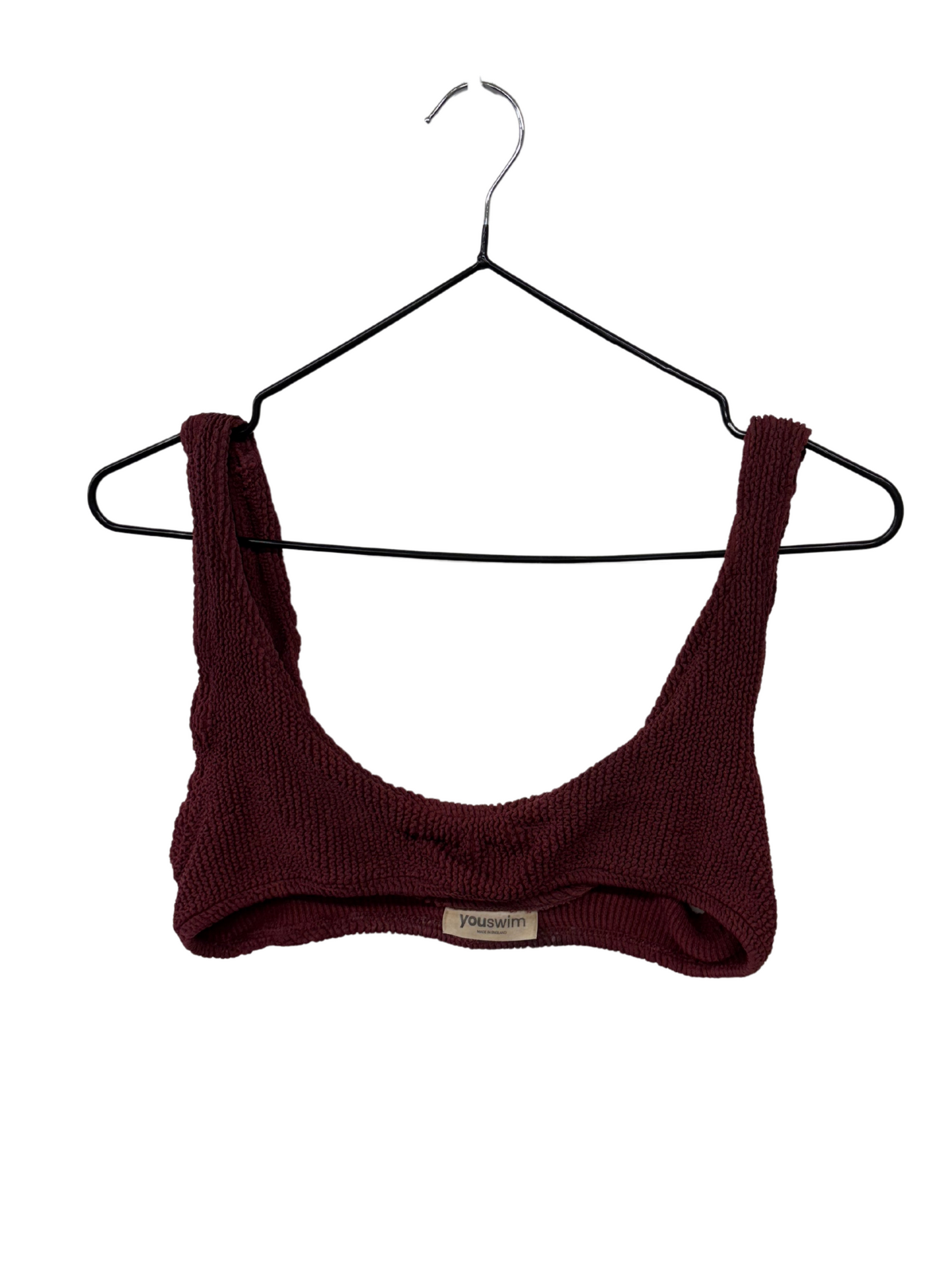 Maroon Stretch Textured Bikini Top